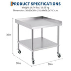 Table de travail commerciale en acier inoxydable Acekool avec étagère inférieure réglable et déflecteur de bord pour cuisine