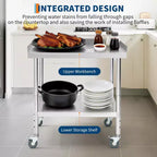 Table de travail commerciale en acier inoxydable Acekool avec étagère inférieure réglable et déflecteur de bord pour cuisine