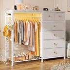 Commode à 6 tiroirs, Tour de rangement, Unité de rangement, Commode en tissu pour chambre à coucher, couloir, entrée, placards, Blanc