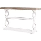 Lantine Table console de ferme de 55 pouces, longue table de canapé avec étagères de rangement à 3 niveaux pour couloir, entrée, salon, foyer, gris et blanc
