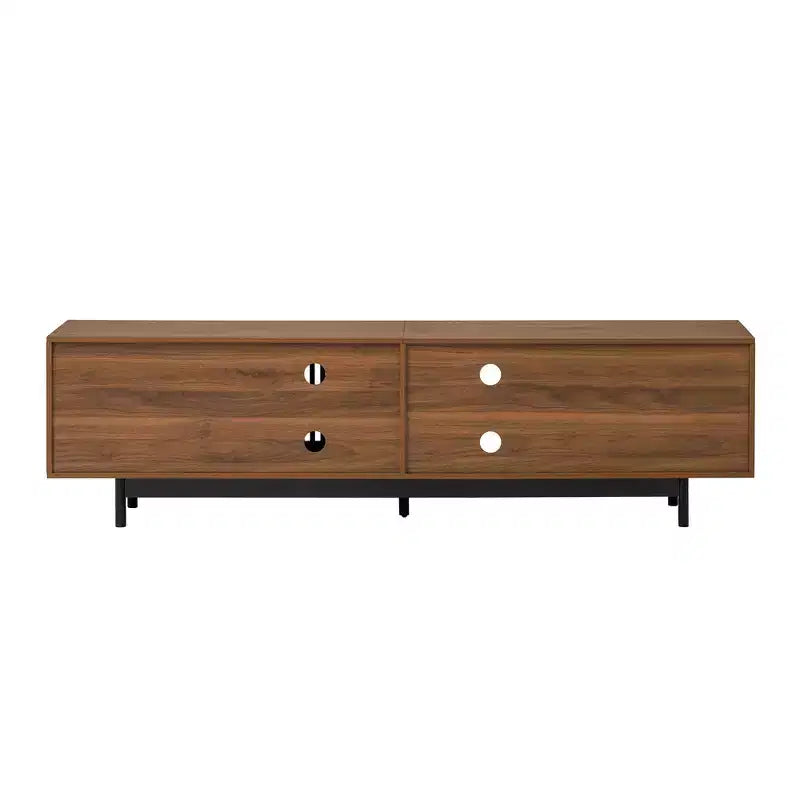 Meuble TV moderne de 78 pouces pour téléviseurs de 85 pouces, console média avec tiroirs profonds et gestion des câbles, Noyer - ModernLuxe