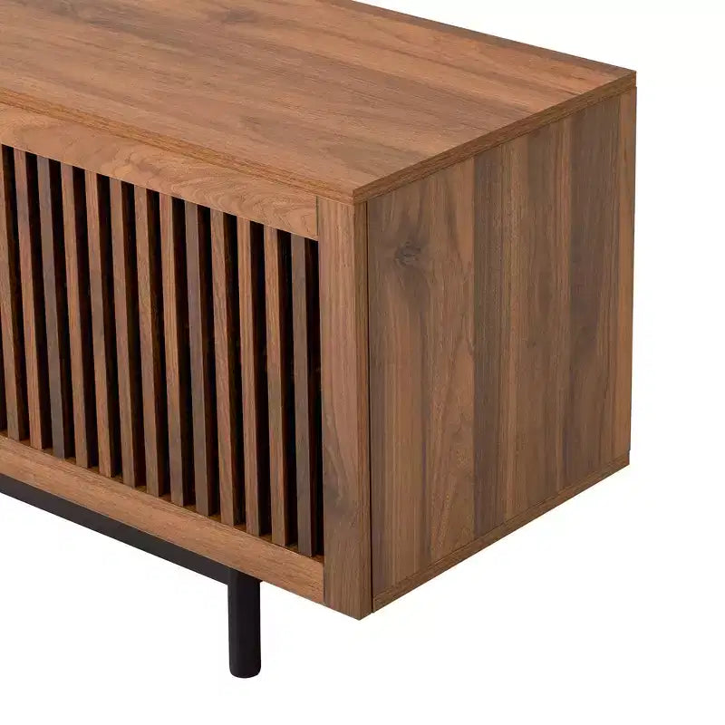Meuble TV moderne de 78 pouces pour téléviseurs de 85 pouces, console média avec tiroirs profonds et gestion des câbles, Noyer - ModernLuxe