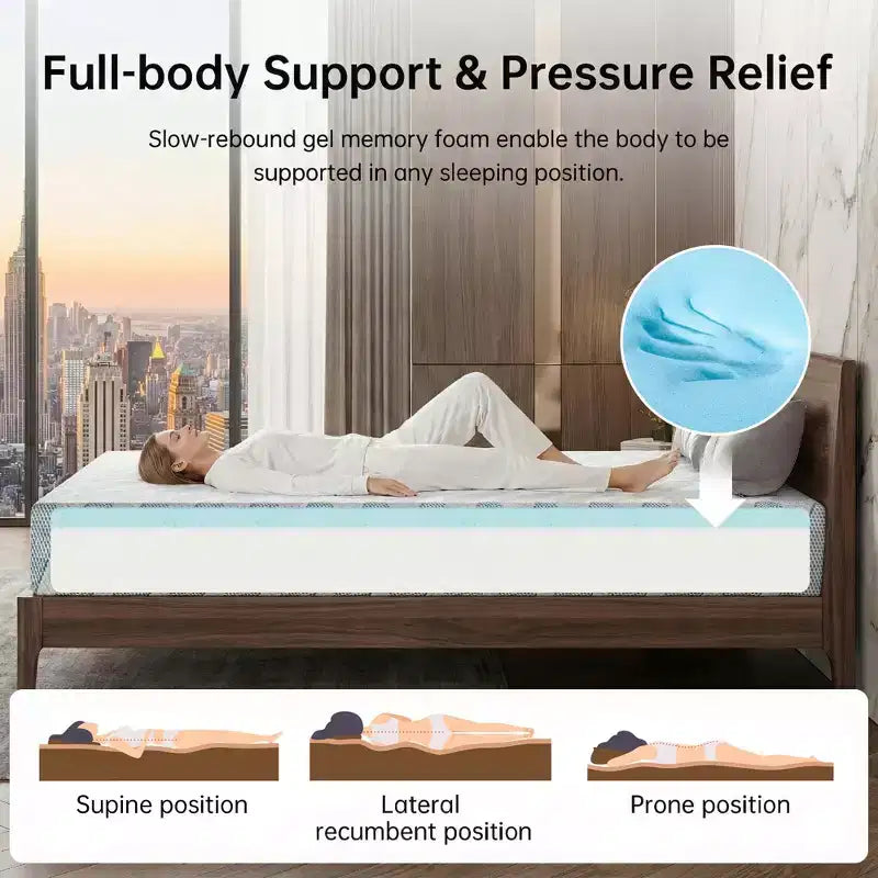 EHMKNP Matelas en mousse à mémoire de forme 6 pouces, tailles jumeau/jumeau XL/double pour adulte/adolescent/simple, rafraîchissant, housse amovible et lavable, fermeté moyenne