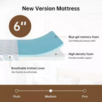 EHMKNP Matelas en mousse à mémoire de forme 6 pouces, tailles jumeau/jumeau XL/double pour adulte/adolescent/simple, rafraîchissant, housse amovible et lavable, fermeté moyenne