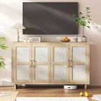 EROMMY Buffet de salle à manger 4 portes 151 cm avec étagères réglables