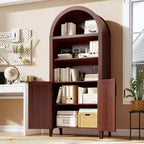 Bibliothèque arquée avec portes - Étagère de présentation ouverte à 5 niveaux, Meuble de rangement moderne pour bureau à domicile, salon, bibliothèque