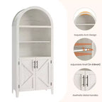 Bibliothèque arquée avec portes - Étagère de présentation ouverte à 5 niveaux, Meuble de rangement moderne pour bureau à domicile, salon, bibliothèque