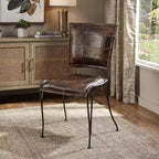 HomeRoots Chaise d'appoint 16 en patchwork de similicuir marron