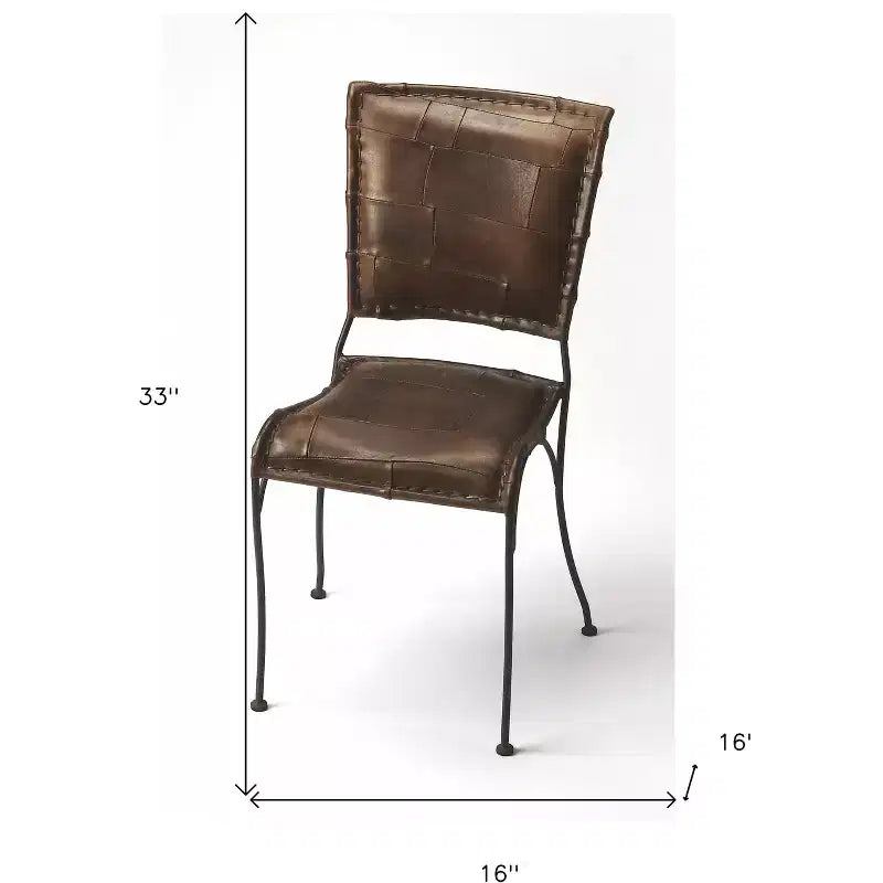 HomeRoots Chaise d'appoint 16 en patchwork de similicuir marron