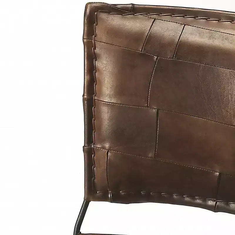 HomeRoots Chaise d'appoint 16 en patchwork de similicuir marron