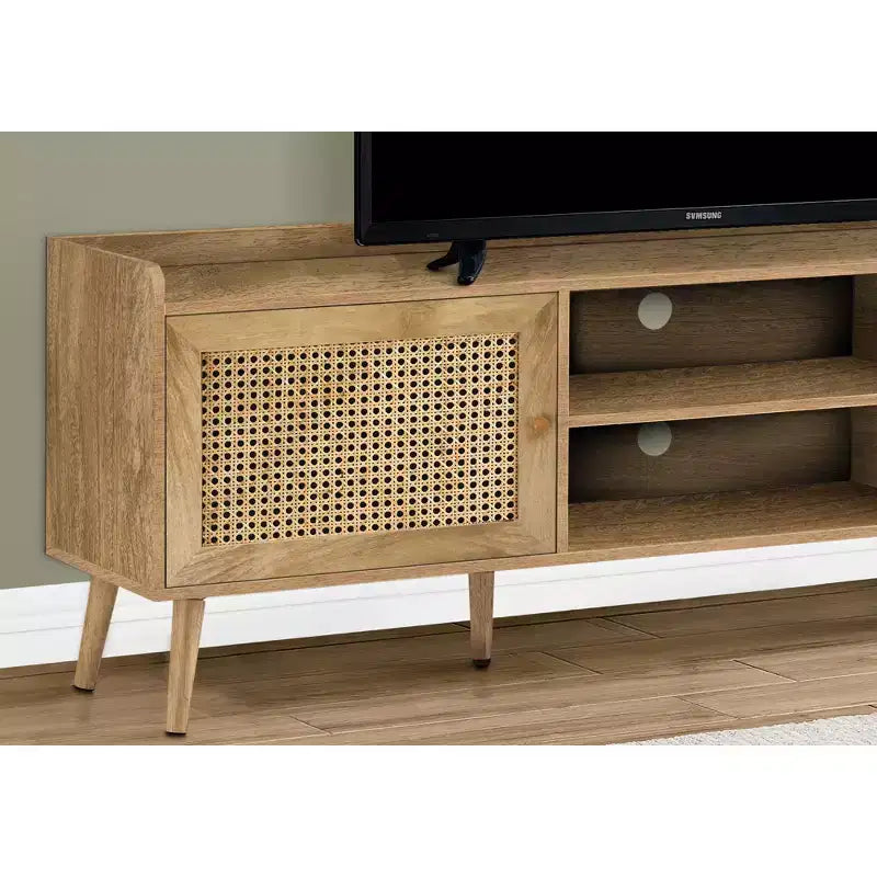 JVNOXK Meuble TV multimédia de 183 cm, adapté aux téléviseurs de moins de 80 pouces, avec 1 placard de rangement et 2 tiroirs, noyer