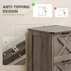 Meuble de rangement vertical HOMCOM avec 2 tiroirs à glissières silencieuses, meuble de rangement de style rustique avec portes coulissantes pour documents A4/format Lettre, support d'imprimante