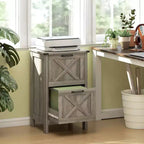 Meuble de rangement vertical HOMCOM avec 2 tiroirs à glissières silencieuses, meuble de rangement de style rustique avec portes coulissantes pour documents A4/format Lettre, support d'imprimante