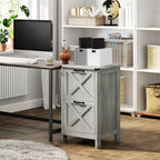Meuble de rangement vertical HOMCOM avec 2 tiroirs à glissières silencieuses, meuble de rangement de style rustique avec portes coulissantes pour documents A4/format Lettre, support d'imprimante