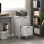 Meuble de rangement vertical HOMCOM avec 2 tiroirs à glissières silencieuses, meuble de rangement de style rustique avec portes coulissantes pour documents A4/format Lettre, support d'imprimante