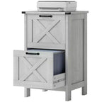 Meuble de rangement vertical HOMCOM avec 2 tiroirs à glissières silencieuses, meuble de rangement de style rustique avec portes coulissantes pour documents A4/format Lettre, support d'imprimante