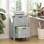 Meuble de rangement vertical HOMCOM avec 2 tiroirs à glissières silencieuses, meuble de rangement de style rustique avec portes coulissantes pour documents A4/format Lettre, support d'imprimante