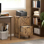Meuble de rangement vertical HOMCOM avec 2 tiroirs à glissières silencieuses, meuble de rangement de style rustique avec portes coulissantes pour documents A4/format Lettre, support d'imprimante
