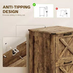 Meuble de rangement vertical HOMCOM avec 2 tiroirs à glissières silencieuses, meuble de rangement de style rustique avec portes coulissantes pour documents A4/format Lettre, support d'imprimante
