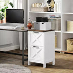 Meuble de rangement vertical HOMCOM avec 2 tiroirs à glissières silencieuses, meuble de rangement de style rustique avec portes coulissantes pour documents A4/format Lettre, support d'imprimante