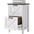Meuble de rangement vertical HOMCOM avec 2 tiroirs à glissières silencieuses, meuble de rangement de style rustique avec portes coulissantes pour documents A4/format Lettre, support d'imprimante
