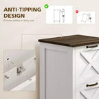 Meuble de rangement vertical HOMCOM avec 2 tiroirs à glissières silencieuses, meuble de rangement de style rustique avec portes coulissantes pour documents A4/format Lettre, support d'imprimante