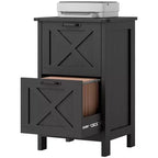Meuble de rangement vertical HOMCOM avec 2 tiroirs à glissières silencieuses, meuble de rangement de style rustique avec portes coulissantes pour documents A4/format Lettre, support d'imprimante