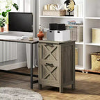 Meuble de rangement vertical HOMCOM avec 2 tiroirs à glissières silencieuses, meuble de rangement de style rustique avec portes coulissantes pour documents A4/format Lettre, support d'imprimante
