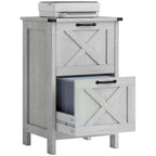 Meuble de rangement vertical HOMCOM avec 2 tiroirs à glissières silencieuses, meuble de rangement de style rustique avec portes coulissantes pour documents A4/format Lettre, support d'imprimante