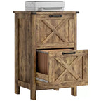 Meuble de rangement vertical HOMCOM avec 2 tiroirs à glissières silencieuses, meuble de rangement de style rustique avec portes coulissantes pour documents A4/format Lettre, support d'imprimante