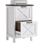 Meuble de rangement vertical HOMCOM avec 2 tiroirs à glissières silencieuses, meuble de rangement de style rustique avec portes coulissantes pour documents A4/format Lettre, support d'imprimante