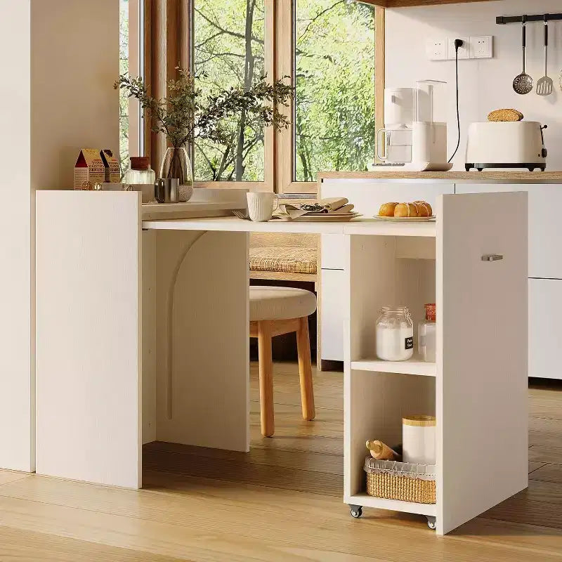 Acekool Bureau informatique pliant 50 avec étagère et roulettes, Table d'écriture de bureau à domicile avec rangement pour chambre ou bureau d'étude