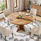 Table à manger ronde pour 4-6 personnes - Table de cuisine circulaire de 47 pouces avec pied robuste, meuble de salle à manger pour petits espaces