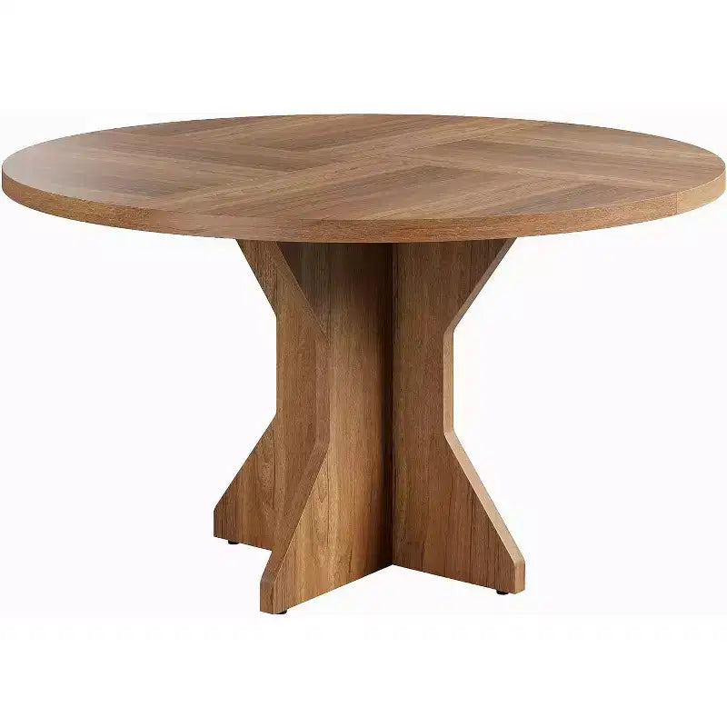 Table à manger ronde pour 4-6 personnes - Table de cuisine circulaire de 47 pouces avec pied robuste, meuble de salle à manger pour petits espaces
