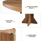 Table à manger ronde pour 4-6 personnes - Table de cuisine circulaire de 47 pouces avec pied robuste, meuble de salle à manger pour petits espaces