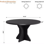 Table à manger ronde pour 4-6 personnes - Table de cuisine circulaire de 47 pouces avec pied robuste, meuble de salle à manger pour petits espaces