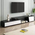 CLIHOME Meuble TV rectangulaire extensible, moderne et minimaliste, avec tiroirs et placard, jusqu'à 100