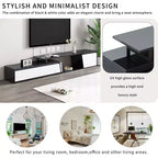 CLIHOME Meuble TV rectangulaire extensible, moderne et minimaliste, avec tiroirs et placard, jusqu'à 100