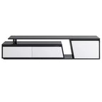 CLIHOME Meuble TV rectangulaire extensible, moderne et minimaliste, avec tiroirs et placard, jusqu'à 100