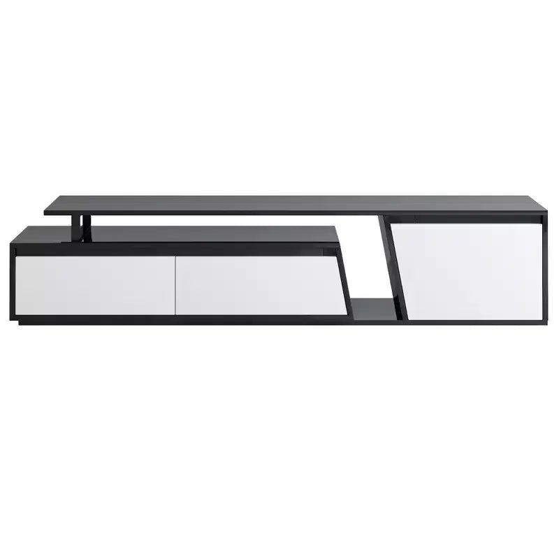 CLIHOME Meuble TV rectangulaire extensible, moderne et minimaliste, avec tiroirs et placard, jusqu'à 100