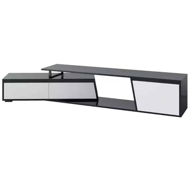 CLIHOME Meuble TV rectangulaire extensible, moderne et minimaliste, avec tiroirs et placard, jusqu'à 100
