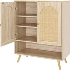 COZONY Meuble à Chaussures en Rotin, 2 Pièces, Rangement 4 Niveaux avec Portes et Étagères Réglables pour Entrée