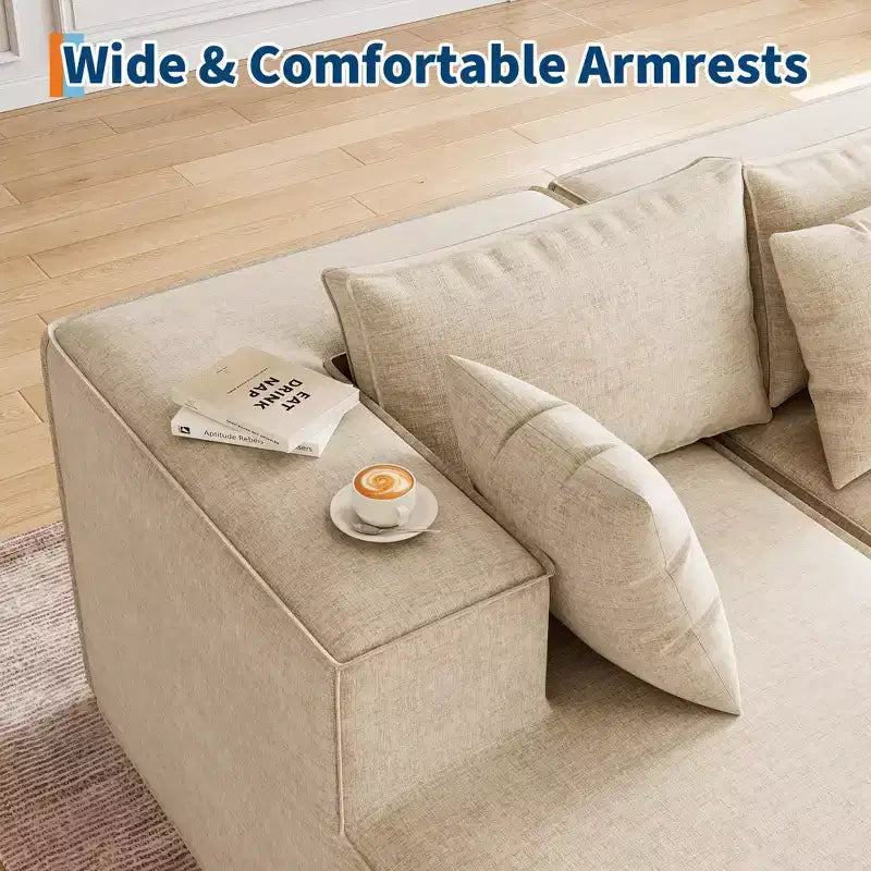 106.7Canapé sectionnel, Canapés modulables Cloud avec méridienne, Canapés sectionnels en polyester en forme de L, Canapé moderne rembourré avec assise profonde