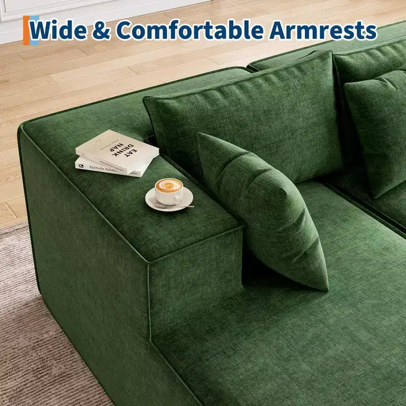 106.7Canapé sectionnel, Canapés modulables Cloud avec méridienne, Canapés sectionnels en polyester en forme de L, Canapé moderne rembourré avec assise profonde