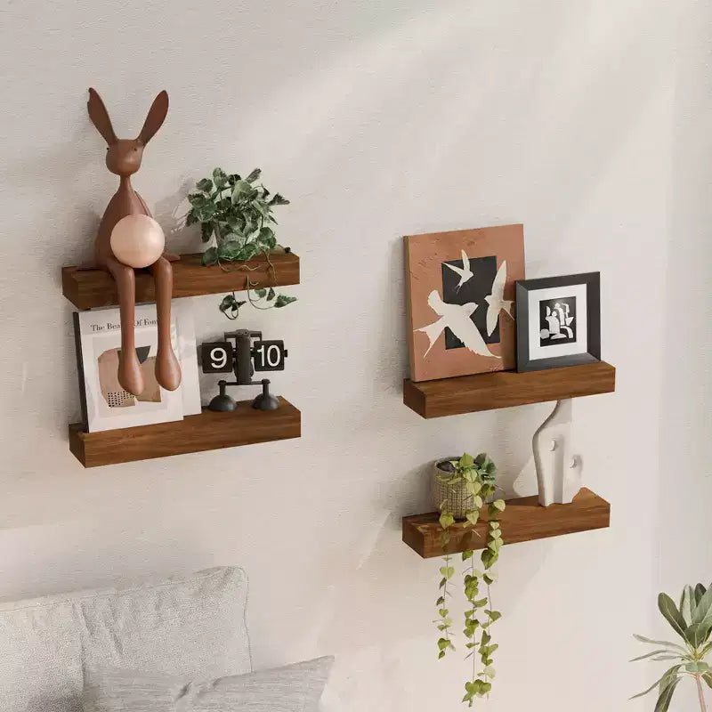 Lot de 4 étagères murales flottantes en bois pour salle de bain, cuisine, salon (lot de 4)