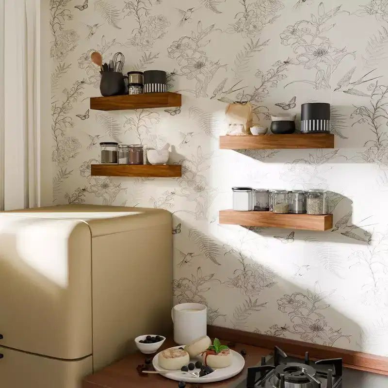 Lot de 4 étagères murales flottantes en bois pour salle de bain, cuisine, salon (lot de 4)