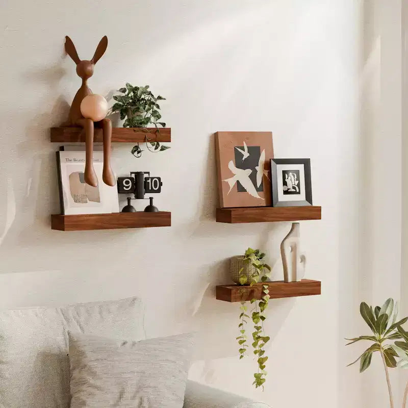 Lot de 4 étagères murales flottantes en bois pour salle de bain, cuisine, salon (lot de 4)