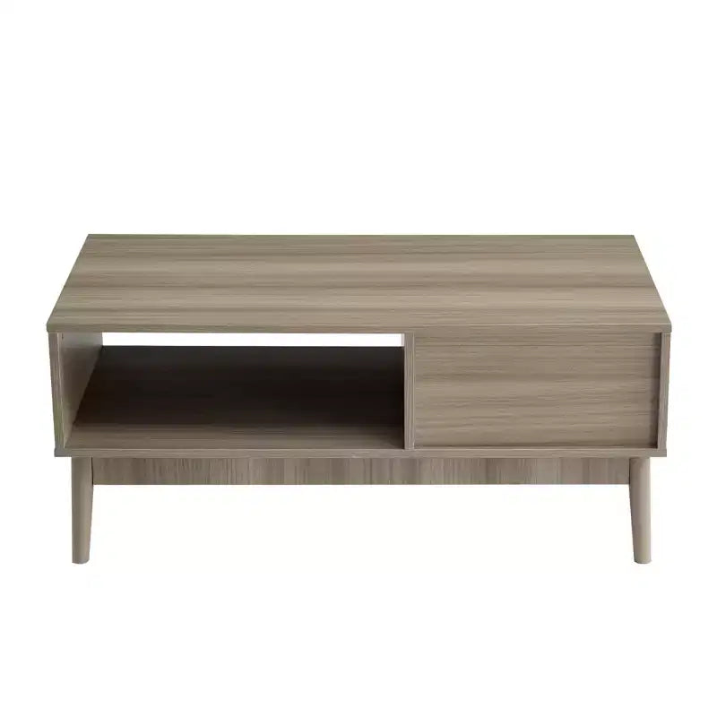 Table basse, table centrale de 100 cm avec tiroir de rangement, étagère ouverte, table basse rectangulaire avec pieds en bois pour salon, assemblage facile
