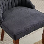 Lot de 2 chaises de salle à manger Okak en tissu de rayonne floqué et lin, chaises de salle à manger rembourrées avec pieds incurvés en bois massif, chaises de cuisine pour salle à manger