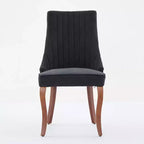 Lot de 2 chaises de salle à manger Okak en tissu de rayonne floqué et lin, chaises de salle à manger rembourrées avec pieds incurvés en bois massif, chaises de cuisine pour salle à manger